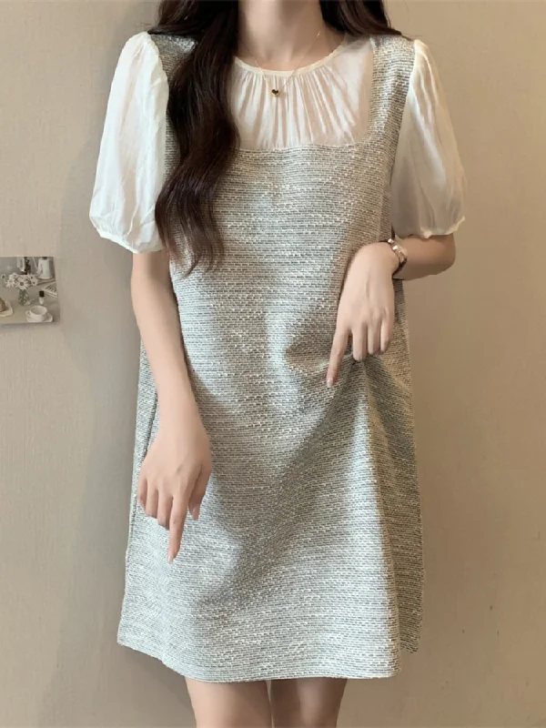 Special Price Plus Size Korean Pinafore Mock 2 Piece Shift Dress