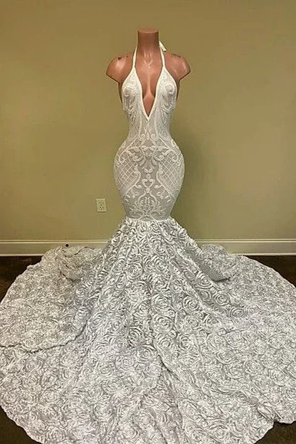 Take Advantage Sexy Hater Deep V-Neck Backless Ivory Prom Dress with Flowers Bottom Take Advantage Sexy Hater Deep V-Neck Backless Ivory Prom Dress with Flowers Bottom