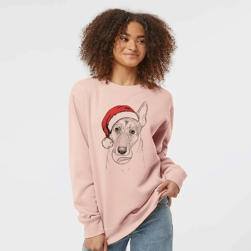 Deal Mania Santa Greta the German Shepherd - Unisex Pigment Dyed Crew Sweatshirt