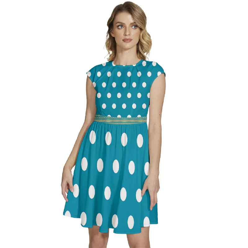 Exclusive Savings Cap Sleeve High Waist Dots Dress