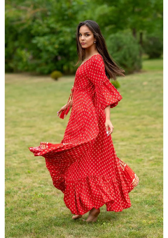 Major Savings Francesca Lotus Red Dress