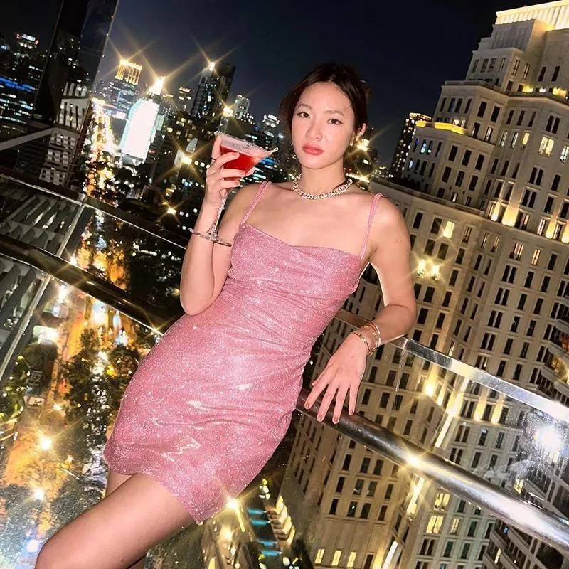 Shop and Save Glitter Backless Mini Dress