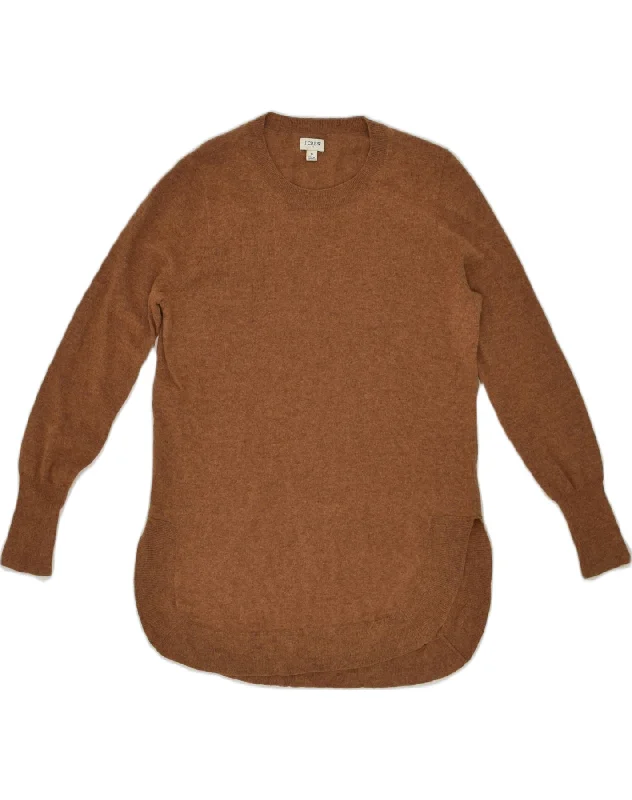 Today’s Deal J. CREW Womens Longline Crew Neck Jumper Sweater UK 10 Small Brown Cotton