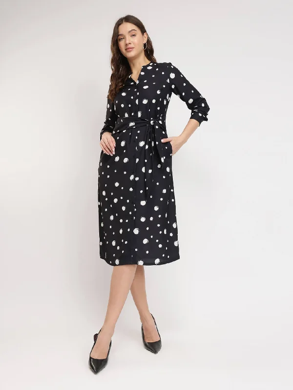 Special Offer Geometric Print Shirt Dress - Black And Off White