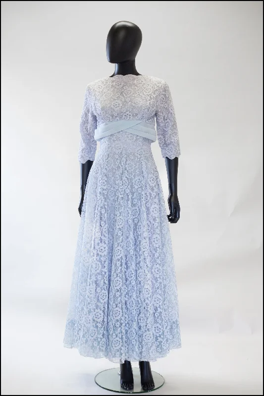 Instant Savings Vintage 1950s Blue Lace Gown