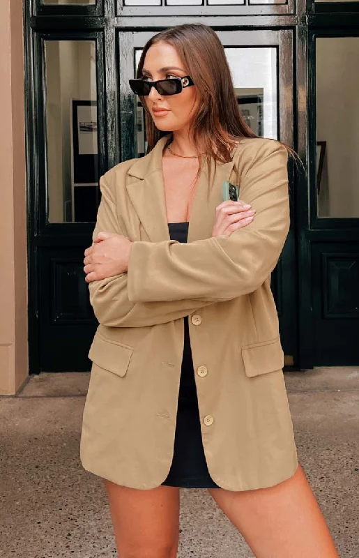 Special Offer Logan Tan Oversized Blazer