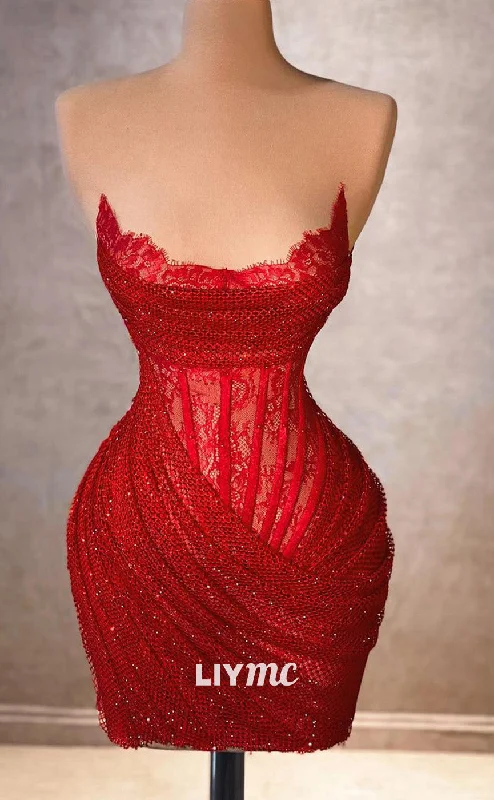 Daily Deals LY243 - Scoop Sleeveless Pleated Sparkly Short Homecoming Dress
