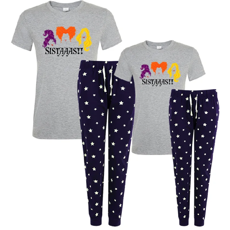 Sale Event Sanderson Sisters Matching Halloween Navy Star Pyjamas