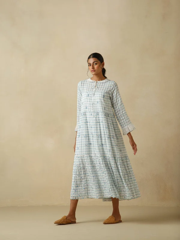 Deal Zone Blue Umbrella Maxi Dress