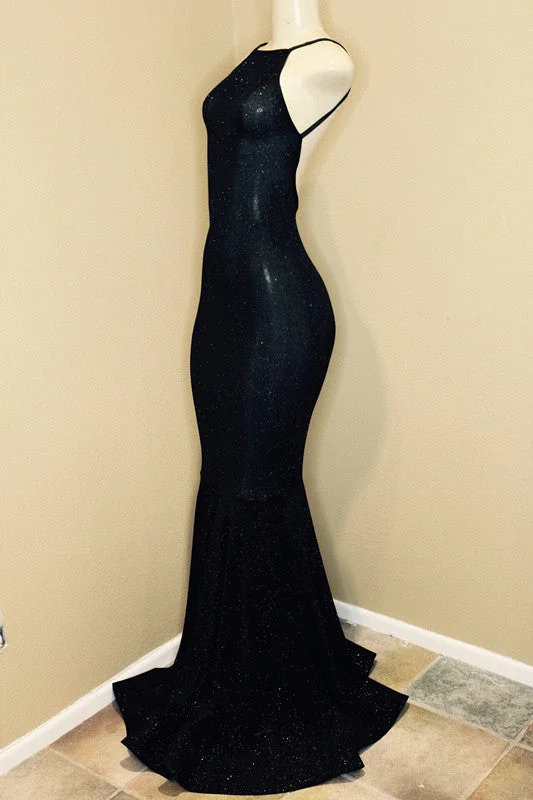 Can't Be Beat Backless black prom dress, sequins evening gowns