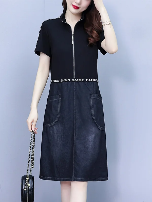 Deal Frenzy Plus Size Denim Layer Shirt Dress