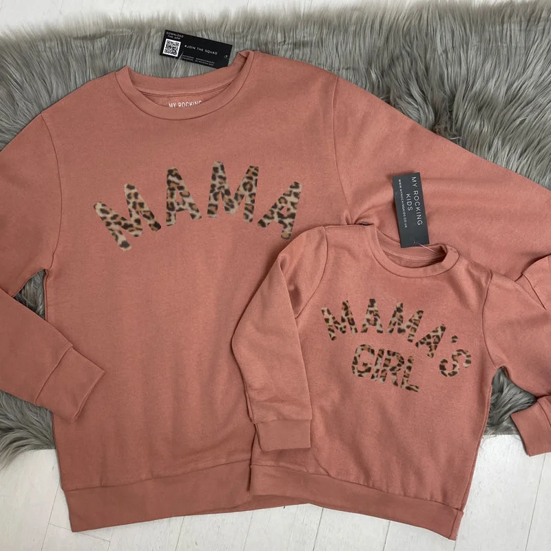 Grand Opening Sale Mama & Mama's Girl Leopard Sweatshirts Dusty Pink (MRK X)