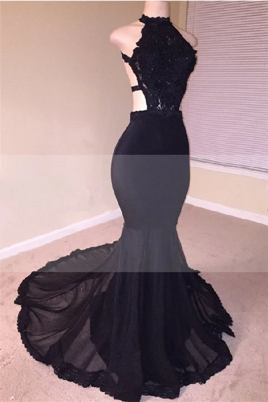 Exclusive Preview Chic Black Open Back Lace Prom Dresses Sleeveless See Through Tulle Evening Gown Exclusive Preview Chic Black Open Back Lace Prom Dresses Sleeveless See Through Tulle Evening Gown