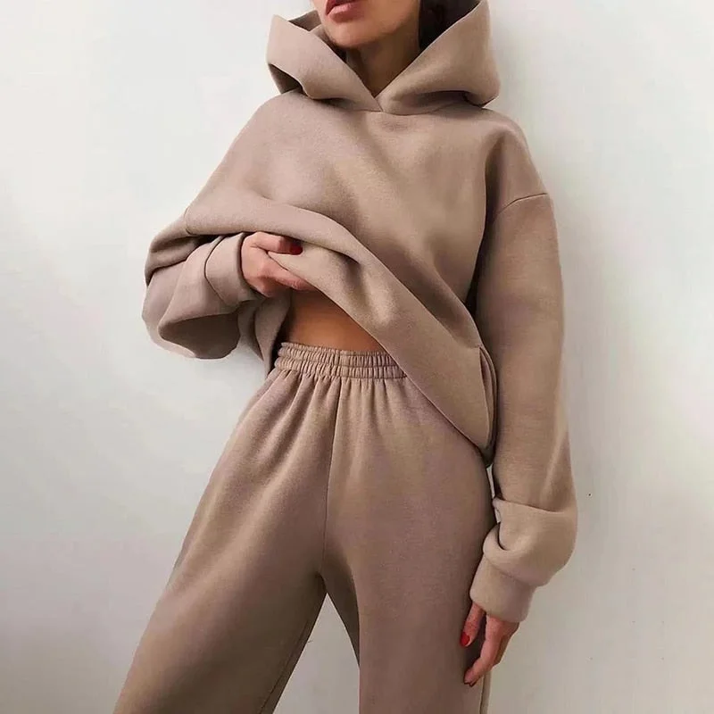 Price Rollback Women Two Piece Sets Tracksuit Autumn Casual Solid Long Sleeve Hoodie Sweatshirts Female Oversized Trouser Suits Price Rollback Women Two Piece Sets Tracksuit Autumn Casual Solid Long Sleeve Hoodie Sweatshirts Female Oversized Trouser Suits