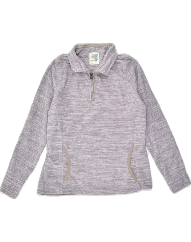 Special Offer WEIRD FISH Womens Zip Neck Fleece Jumper UK 14 Large Grey Flecked