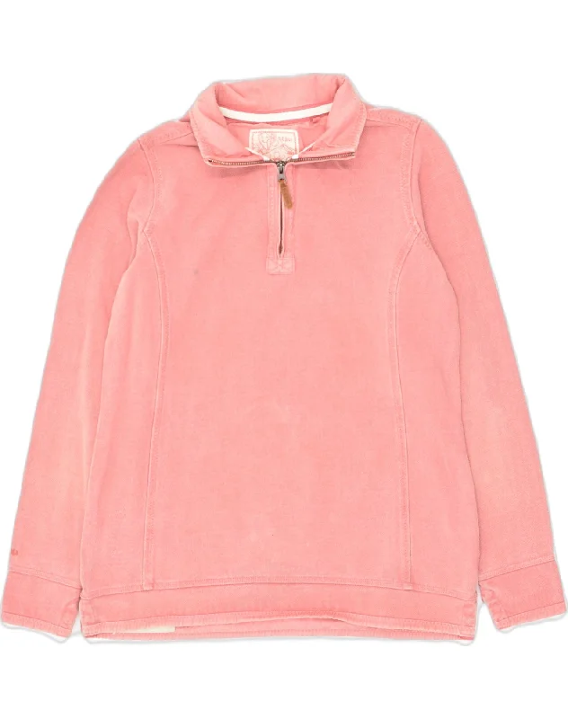 Fantastic Deals FAT FACE Womens Zip Neck Sweatshirt Jumper UK 12 Medium Pink Cotton