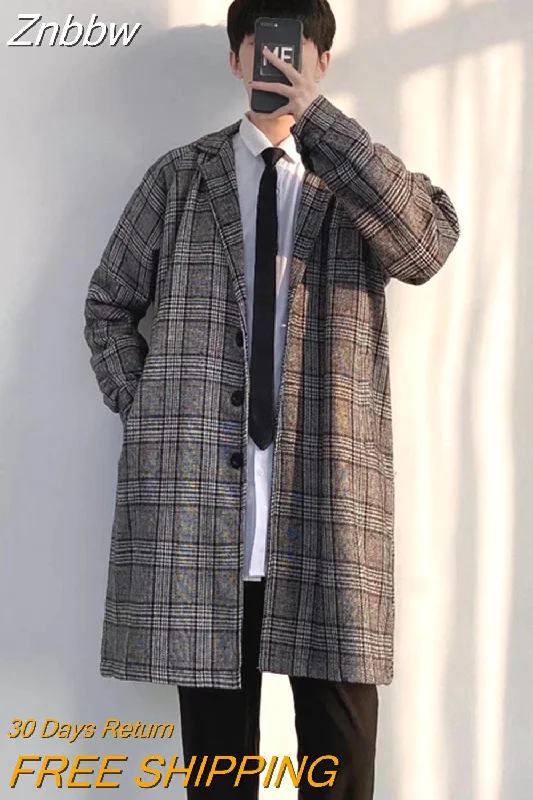 Price Blitz Znbbw Men's Coat Korean Long Plaid Woolen Overcoat Fashion Casual Single-breasted Long Jackets luxury Winter Clothes for Men 2023 Price Blitz Znbbw Men's Coat Korean Long Plaid Woolen Overcoat Fashion Casual Single-breasted Long Jackets luxury Winter Clothes for Men 2023