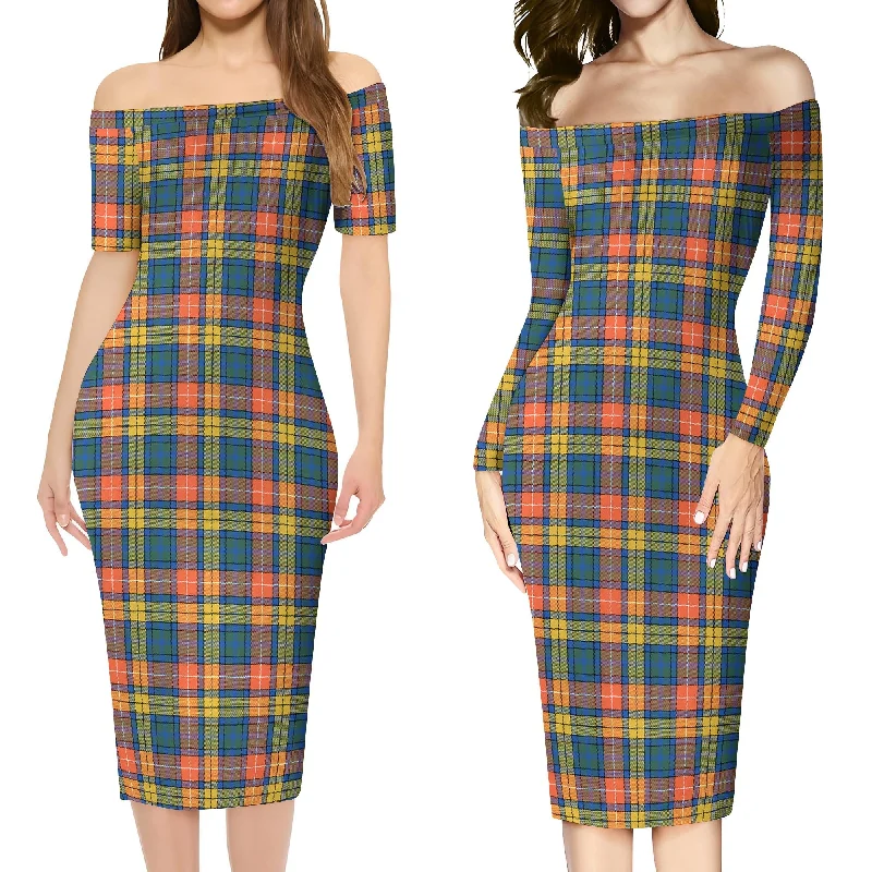 Weekend Flash Sale Buchanan Ancient Tartan Off Shoulder Lady Dress