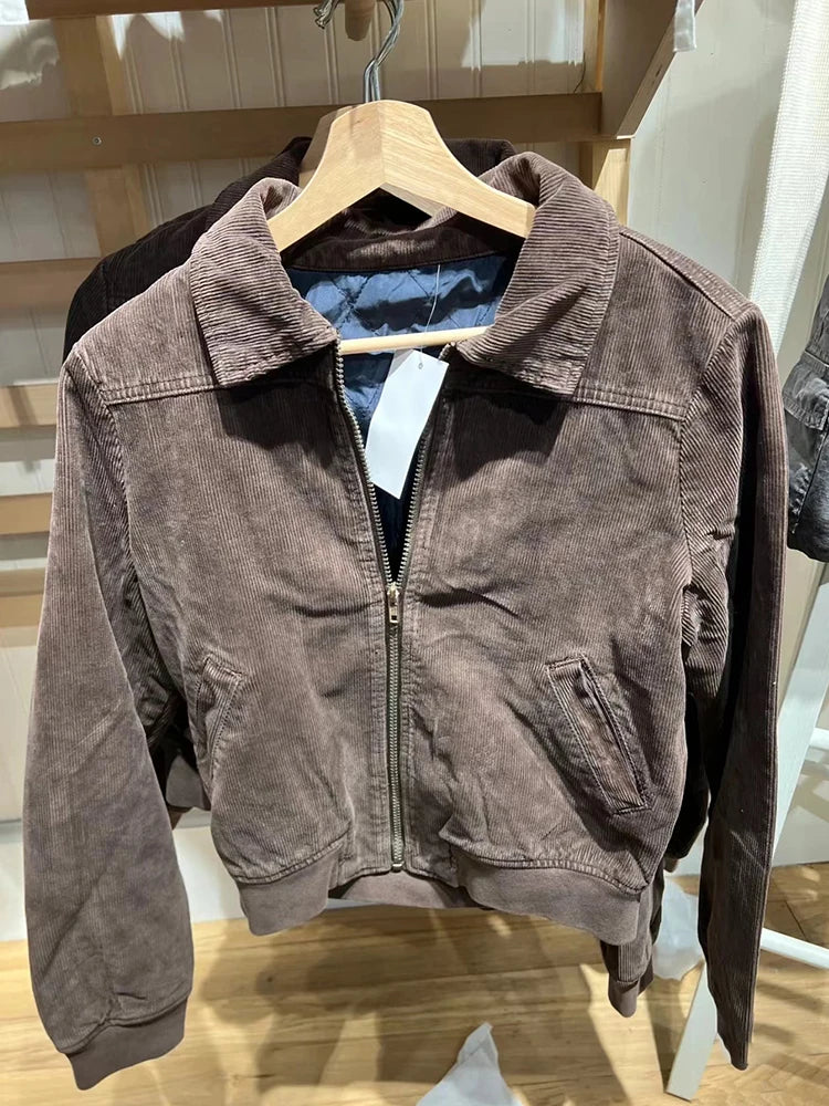 Great Deals Znbbw Corduroy Vintage Cropped Jacket Women Preppy Style Turn Down Collar Zipper Cotton Coats Autumn Streetwear Thick Outerwear Great Deals Znbbw Corduroy Vintage Cropped Jacket Women Preppy Style Turn Down Collar Zipper Cotton Coats Autumn Streetwear Thick Outerwear