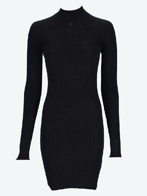 Best Bargains Solar light rib mockneck mini dress