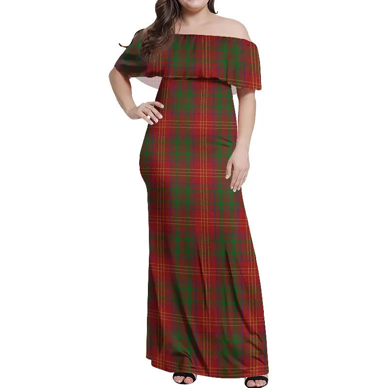 Savings Spectacular Burns Tartan Off Shoulder Long Dress
