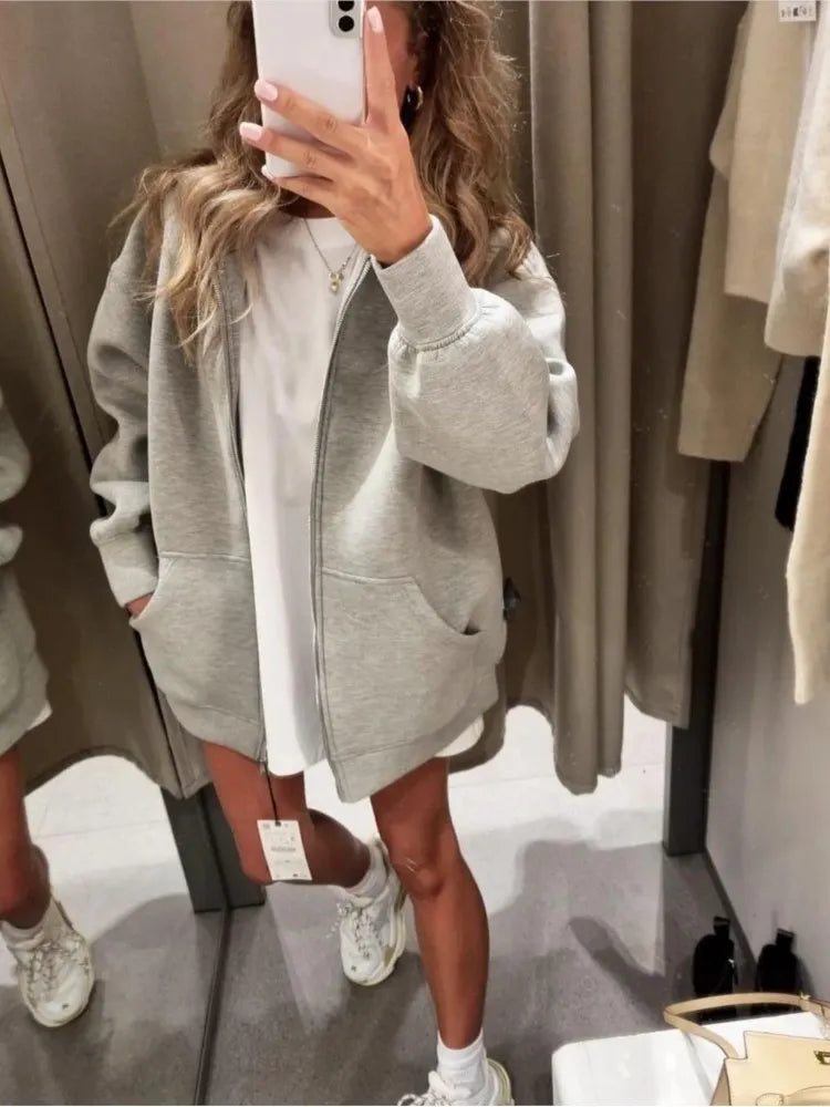 New Arrival Znbbw Elegant Women Hoodies Bomber Jacket Long Sleeve Big Pocket Zipper Solid Casual Coat 2023 Autumn Winter Warm Outerwear 0410 New Arrival Znbbw Elegant Women Hoodies Bomber Jacket Long Sleeve Big Pocket Zipper Solid Casual Coat 2023 Autumn Winter Warm Outerwear 0410