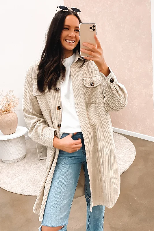 Weekend Special Alyssa Cord Shacket Cream