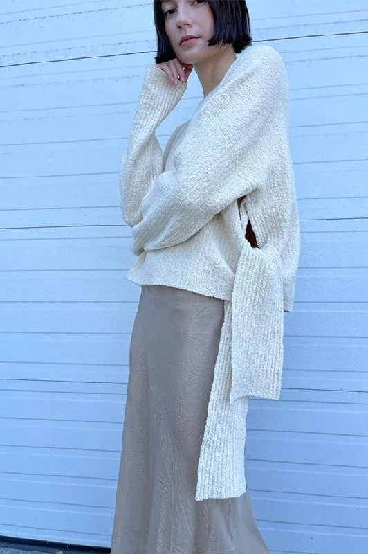 Savings Alert Rib Sash Pullover in Natural