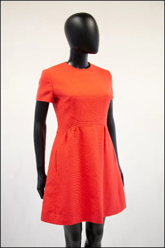 Exclusive Savings Vintage 1960s Coral Red Wool Mini Dress