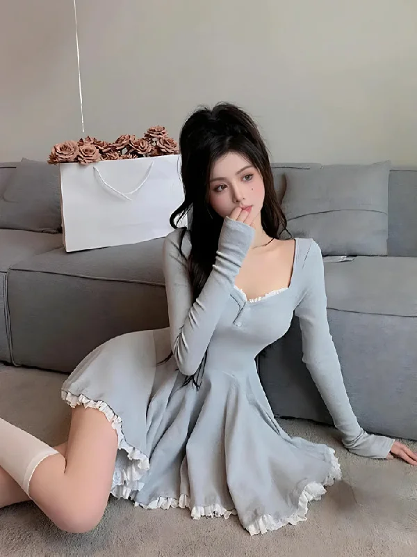 Daily Deals Soft Girl Sweetheart Neckline Mini Dress
