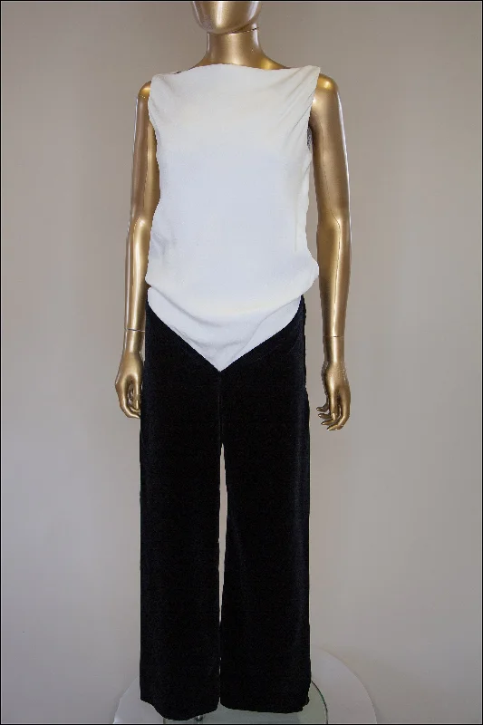 Price Slash Vintage 1960s Black and Ivory Velvet Jumpsuit