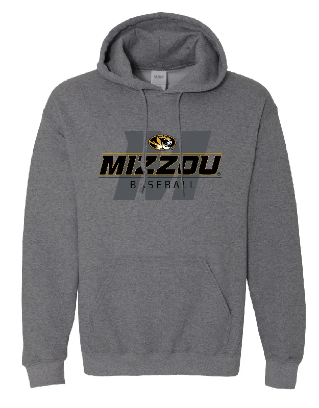 Take Advantage Mizzou Tigers 2024 Baseball Block M Oval Tiger Head Grey Hoodie