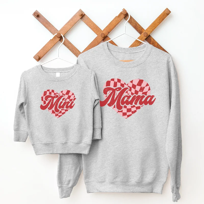 Discount Deals Mama & Mini Checkered Heart Matching Sweatshirts