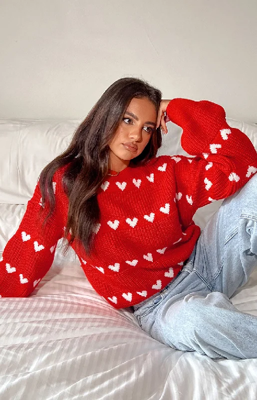 Seasonal Sale Lovey White Heart Stripe Jumper