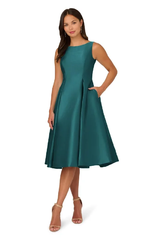 Extra Discounts Adrianna Papell- Sleeveless Mikado Fit and Flare Midi Dress in Lily Teal