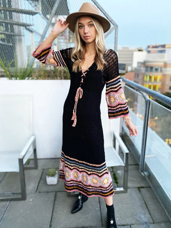 Daily Specials Crochet Carly Maxi Dress - Black