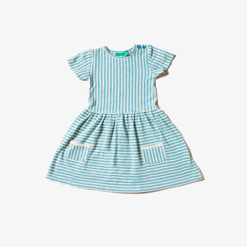 Inventory Reduction Corn Silk Blue Stripes Forever Dress