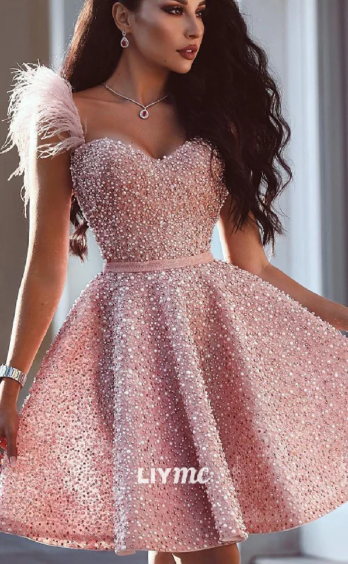 Major Savings LY032 - Sweetheart A-Line Pleated Pearl Beaded Short Homecoming Dress Major Savings LY032 - Sweetheart A-Line Pleated Pearl Beaded Short Homecoming Dress