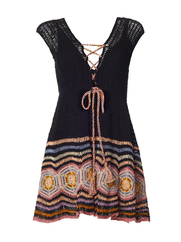 Deal of the Week Crochet Janice Mini Dress, Black