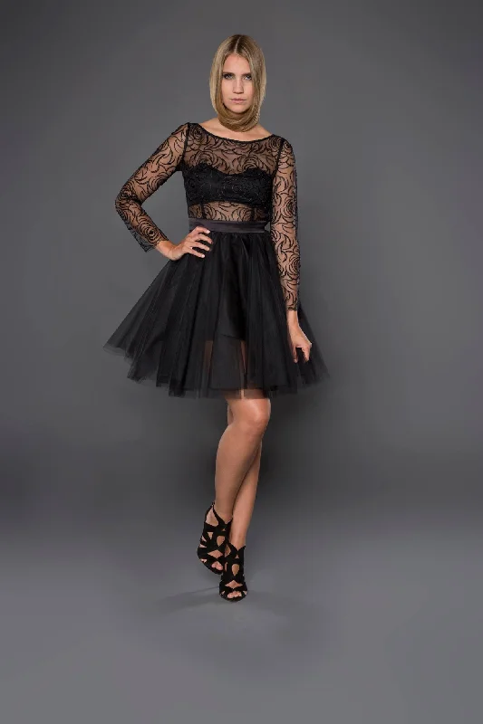 Extra Savings BLACK LACE TULLE PARTY DRESS