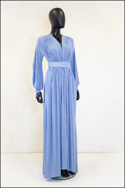 Clearance Sale Vamp - Dusky Blue Maxi Dress