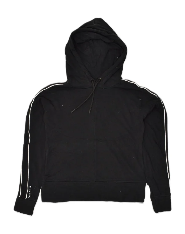 Overstock Sale JACK WILLS Womens Loose Fit Hoodie Jumper UK 8 Small Black Cotton