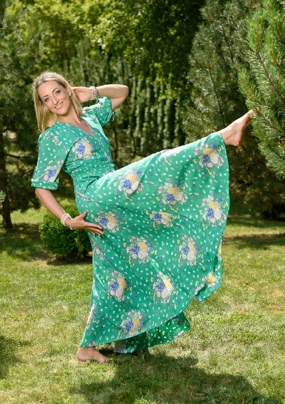 Price Cut Isabella Green Flowers Garden Dress
