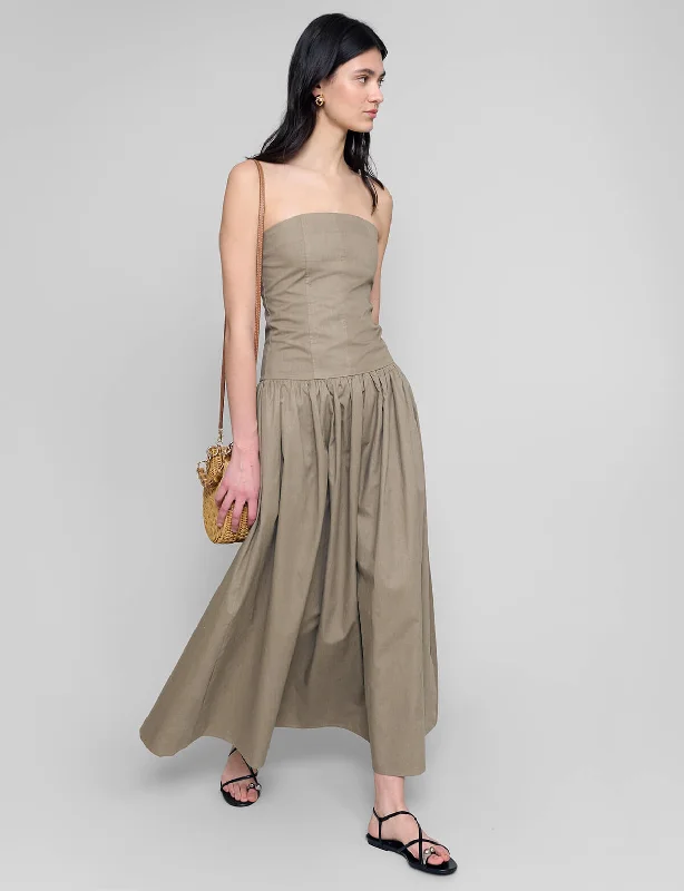 New Arrival Khaki Strapless Dress-BESTSELLER