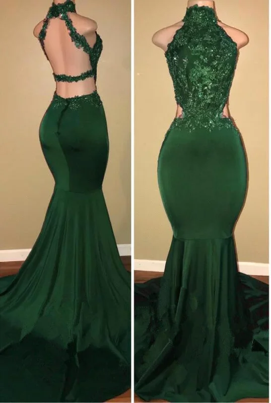 Midnight Sale Green lace mermaid prom dress, green evening dress
