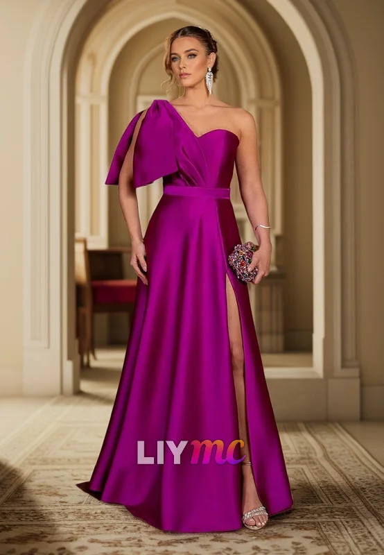Extra Discounts LP2286 - Asymmetrical Sleeveless Pleated A-Line Satin Prom Dress