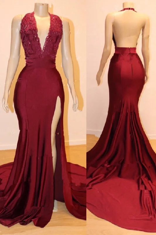 Super Bargain Sexy V-neck Chiffon Mermaid Prom Dress Sequins Long Backless With Split Super Bargain Sexy V-neck Chiffon Mermaid Prom Dress Sequins Long Backless With Split