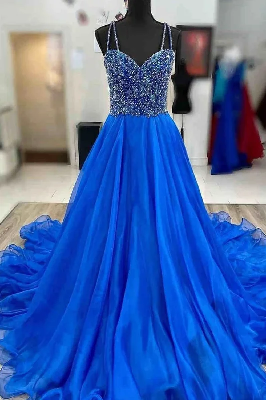 Super Sale Royal Blue Prom Dress A Line Spaghetti Straps Long Party Evening Dress with Beading Super Sale Royal Blue Prom Dress A Line Spaghetti Straps Long Party Evening Dress with Beading