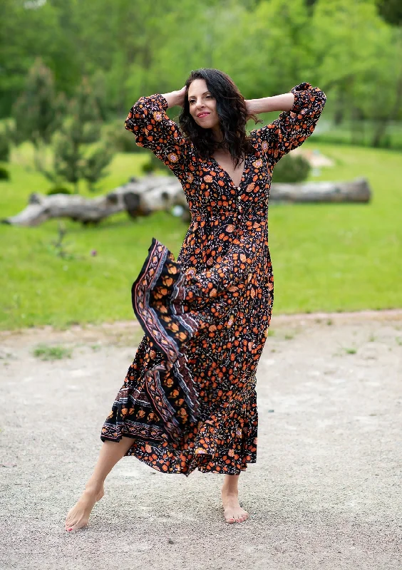 Act Now Francesca Orange Black Dress