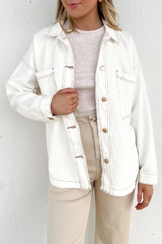 Major Savings Coco Denim Shacket Vintage White